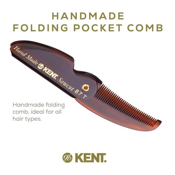 71g1weg19CL._SL1500_.jpg Kent 87T Handmade Folding Pocket Comb for Men, Fine Tooth Hair Comb Straightener for Everyday Grooming Styling Hair, Beard or Mustache, Use Dry or with Balms, Saw Cut Hand Polished, Made in England