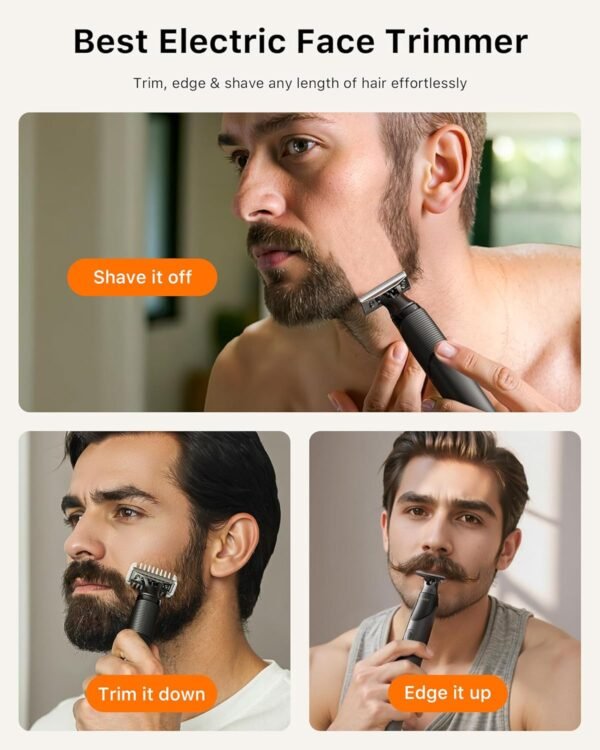 [2025 Upgraded Beard & Body Hair Trimmer for Men [All-in-One] USB-C Fast Charging, Groin & Ball Hair Painless Electric Shaver, Travel Razors, Waterproof Wet/Dry Groomer, Black(Lite)