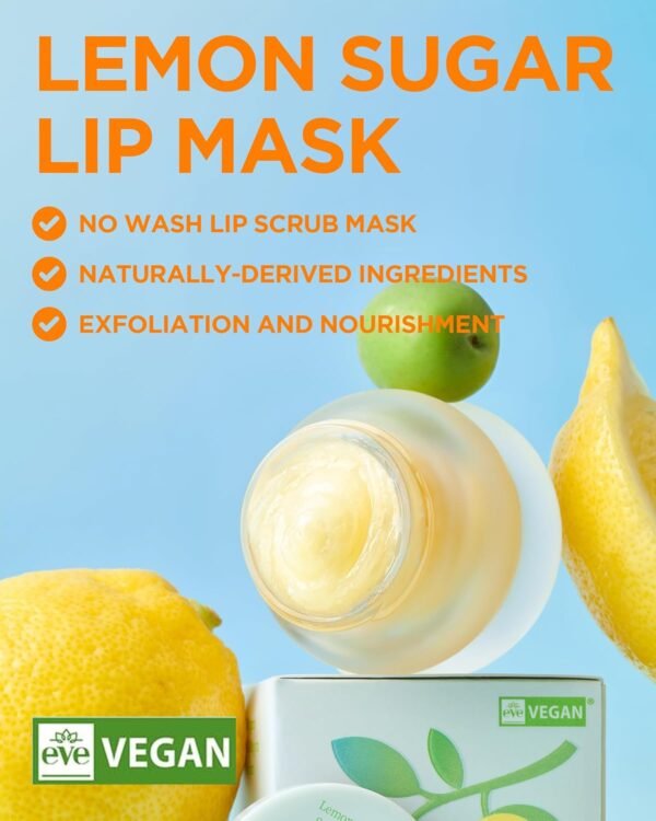 71g6DnMYWJL._SL1500_.jpg TOCOBO Lemon Sugar Lip Mask – Korean Vegan Lip Scrub & Overnight Exfoliating Treatment for Dry, Chapped Lips – Hydrating, Plumping, Smoothing – Glazed Balm Texture, Non-Sticky, 0.68oz