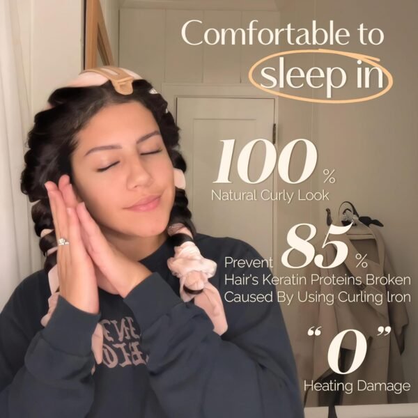 71gDnZc8B3L._SL1500_.jpg Yanibest Heatless Hair Curler, No Heat Hair Curlers to Sleep in, Super Soft Ribbon Wrap for Long Hair, Overnight Heatless Curling Set with Scrunchies and Clip, for All Hair types
