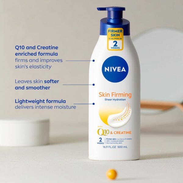 NIVEA Sheer Hydration Skin Firming Body Lotion (16.9 Fl Oz) + Skin Firming & Toning Body Gel Cream with Hyaluronic Acid (6.7 Oz), Enriched with Q10 and Vitamin C