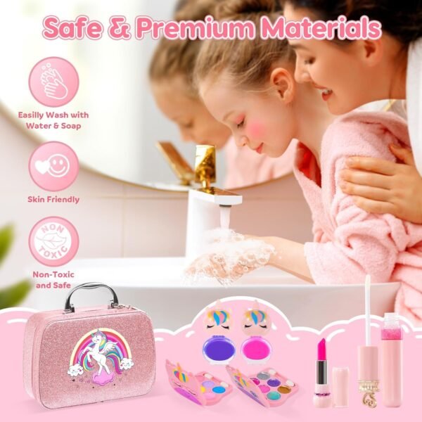 Kids Makeup Kit for Girl, Washable Kids Makeup Toy Kit, Real Makeup for Kid Little Girls, Birthday Gifts for 3-12 Year Old Girls