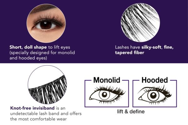 Ardell Lash Extension FX L Curl Lashes – Lift & Define Eyelashes, Natural Lashes for Hooded Eyes, Reusable Eye Lash, 4 Pack