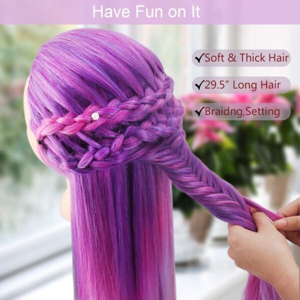 Mannequin Head with Hair, TopDirect 29" Hair Manikin Training Head Hairs Practice Cosmetology Hairs Doll Styling Hairdressing Braiding Heads with Clamp Holder and Tool Kit