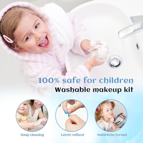 Kids Makeup Kit for Girl - Kids Makeup Kit Toys for Girls,Play Real Makeup Girls Toys,Washable Make Up for Little Girls,Non Toxic Toddlers Cosmetic for Children Age 3-12 Years Old,Teen (Blue)