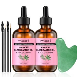 71gVr2IkpL._SL1500_.jpg Jamaican Castor Oil & Rosemary Oil 2 Packs with Gua Sha Tools, Black Castor Oil for Hair Growth & Body Massage, 100% Pure, Natural, Cold Pressed Hair Oils