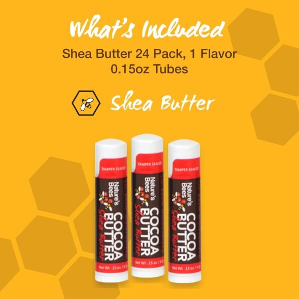 71gdjY3XOL._SL1500_.jpg Nature's Bees Cocoa Butter Lip Balm Moisturizer, Shea Butter Flavor, Hydrating Lip Care for Dry Lips, Made in the USA with Coconut Oil, Beeswax, Vitamin E, and Aloe, 0.15 oz Each, 24 Pack
