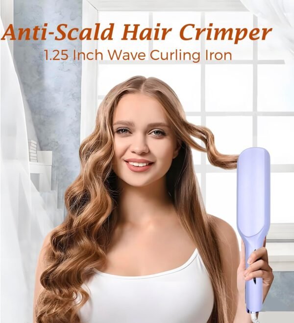 71gfdouYNHL._AC_SL1500_.jpg Hair Crimper,2 Barrel Curling Iron Anti-Scald,1.25Inch/32mm Rapid Heating Wave Iron,Crimper Hair Tool,5 Temp Adjustable Curling Wand