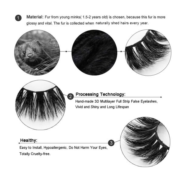 71gkUn3GDyL._SL1020_.jpg Veleasha Lashes 100% Real Mink 3D luxurious False Eyelashes Hand-made Natural Long Cross False Lashes for Makeup 1 Pair Pack (No.A11)