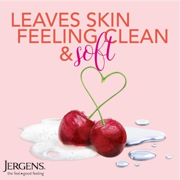 Jergens Softening Cherry Almond Body Wash, Daily Moisturizing Skin Cleanser, Infused with Cherry Almond Oil, pH Balanced, Paraben Free, Dye Free, , Dermatologist Tested, 22 oz (Packaging May Vary)