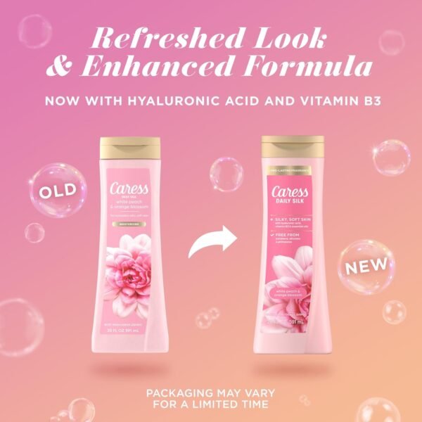 Caress Body Wash for Women, Daily Silk White Peach & Orange Blossom, Shower Gel Body Wash Moisturizing for Noticeably Silky, Soft Skin, 20 fl oz, 4 Pack