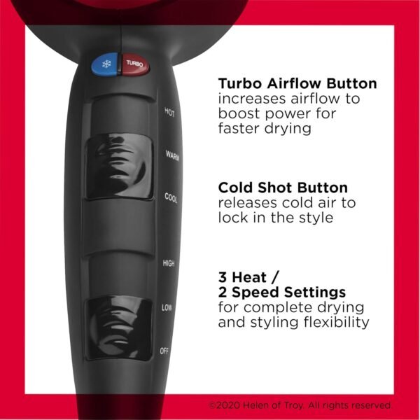 REVLON Turbo Hair Dryer with Advanced Ionic Technology, Ceramic Coating | Turbo Heat and Cold Shot Features, 1875 Watts for Fast Drying and Shine (Silver)