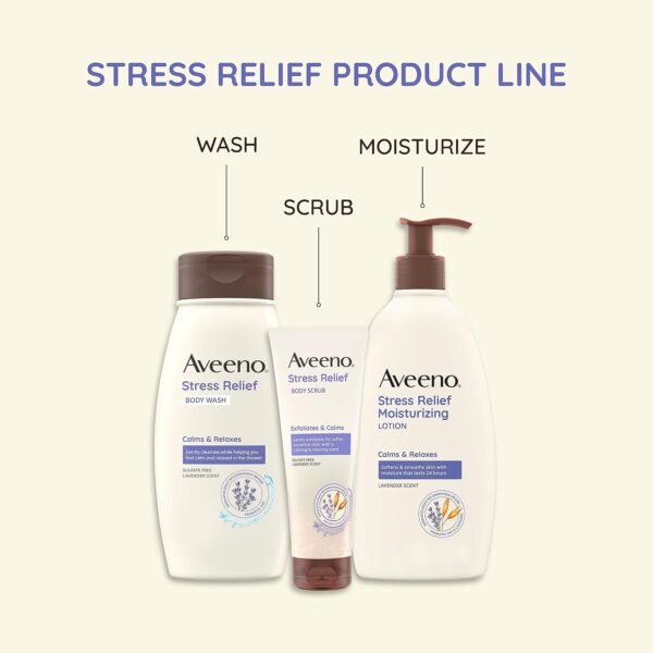 Aveeno Daily Stress Relief Body Lotion with Lavender Scent for Moisturizing , Natural Oatmeal to Calm & Relax, Non-Greasy, 12 fl. oz
