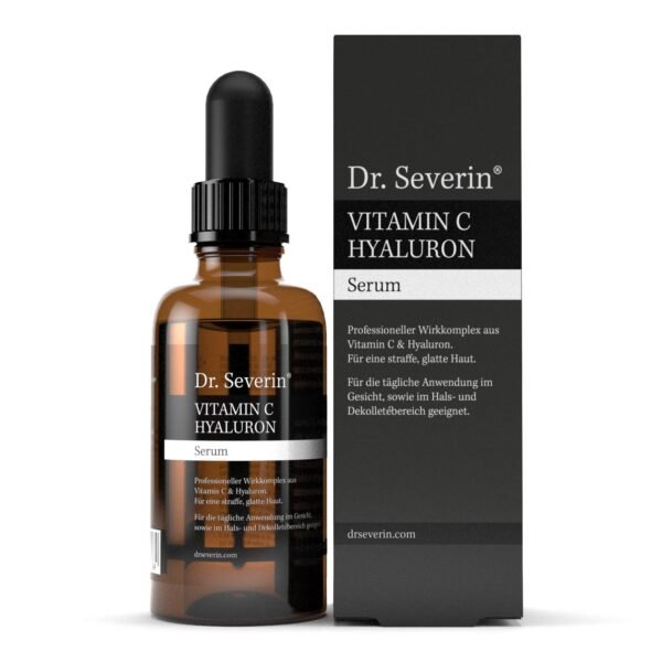 Dr. Severin® Vitamin C Hyaluronic Acid Serum. Holistic Serum with Hyaluronic Acid + Vitamin C. Highly Concentrated Hyaluronic Acid. Anti-Ageing Serum. Smoothes fine lines + wrinkles. Hydration Boost.