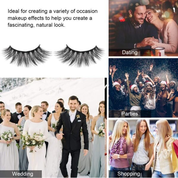 False Eyelashes 5 Pairs - Professional Reusable 3D Mink Lashes - Handmade Natural Thick Fluffy Fake Eyelashes with Stainless Steel Eyelash Tweezers (Bomb)