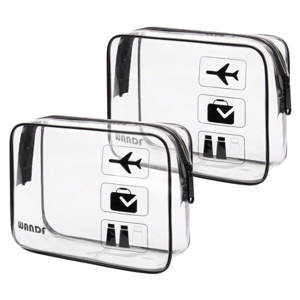 TSA Approved Clear Travel Toiletry Bag wih Zippers Carry-on Travel Accessories Quart Size Toiletries Cosmetic Pouch Makeup Bags for Men and Women (2 pcs)