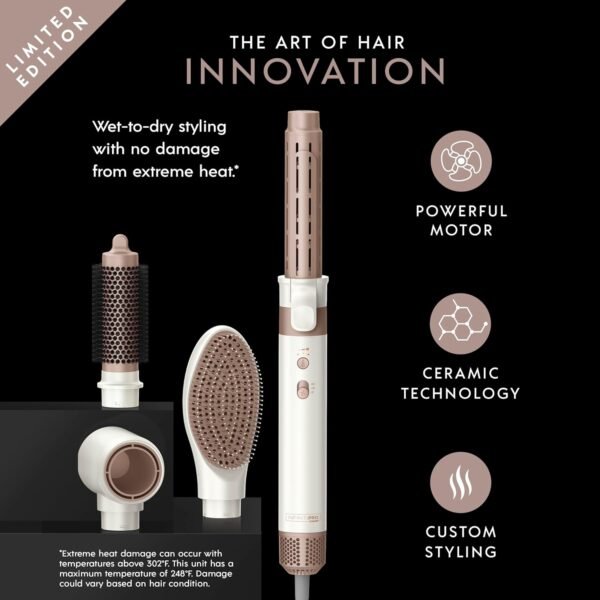 71hC6L2otL._SL1500_.jpg DigitalAIRE Multi Hair Styler, Air Styling System for Curls, Waves, Blowouts & Volume, 4 Attachments to Personalize Your Look Plus Storage Bag, White