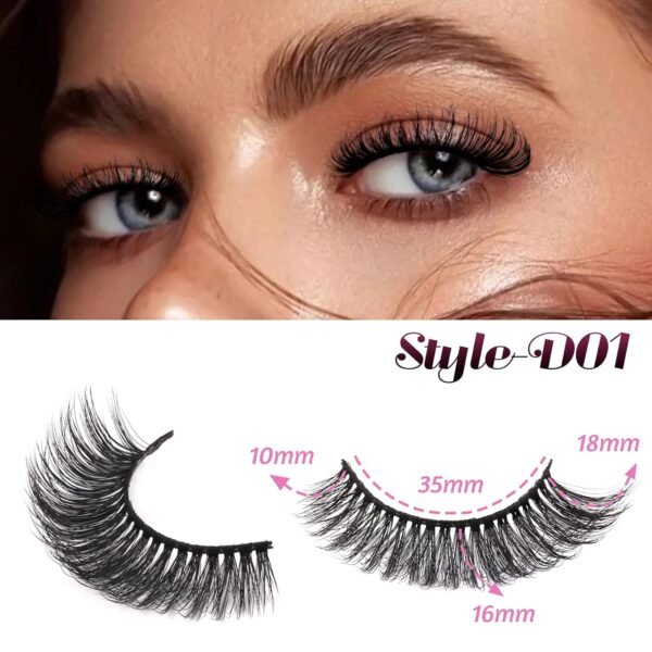Veleasha Russian Strip Lashes D Curl False Eyelashes Fluffy Wispy Faux Mink Lashes 10 Pairs Pack (D01)