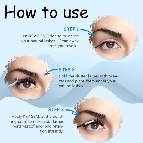 71hGuNn2uOL._SL1500_.jpg KevKev Lash Bond and Seal Waterproof Bond and Seal Lash Glue for Lash Clusters Mascara Wand Cluster Lash Glue Eyelash Bond and Seal Strong Hold for 72 Hours Avoid Stickiness (5ml+5ml)