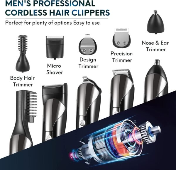 Beard Trimmer for Men,IPX7 Waterproof Electric Razor Shavers,Hair Trimmer for Nose Mustache Face Body,Cordless Clippers,Gifts for Men,22 Piece Beard Grooming Kit Black