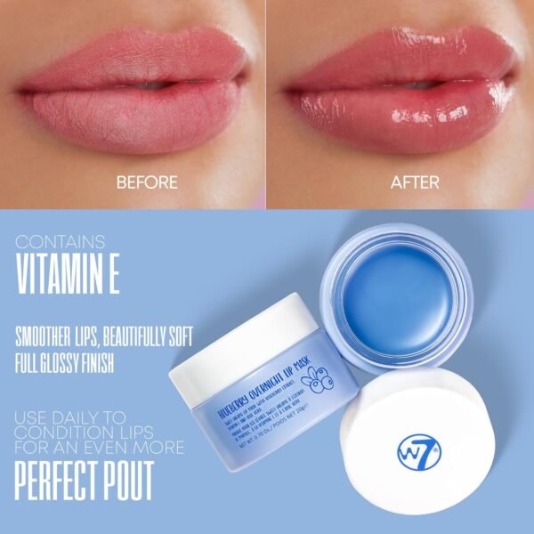W7 Super Sweet Dreams Blueberry Lip Mask - Vitamin E, Aloe Vera and Grape Seed Oil - For Hydrated, Full Looking & Irresistible Lips - 0.67 Fl Oz