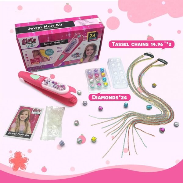 Hair Gem Stamper Kit - Bling Hair Jewels for Girls, Hair Styling Tool with Reusable Shining Diamonds & Colorful Tassel Chains, Perfect Holiday and Birthday Gift for Girls
