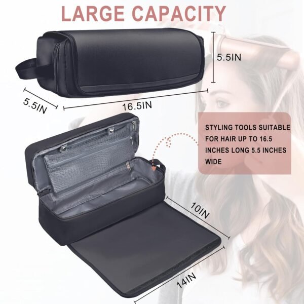 71hSAi9gjYL._SL1500_.jpg Hair Tools Travel Bag with Heat Resistant Mat Hair Styling Accessories Storage Case for Hair Dryer Flat Iron Straightener Curling Iron Haircare Accessories Travel Essentials for Women