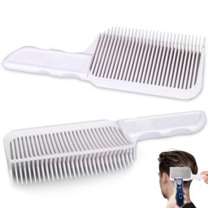 2PCS Fade Comb, Barber Fade Comb Flat Curved Push Edge, Gradient Positioning Hair Comb For Home, Hair Salon, Men DIY Hairdresser Styling Hair Cutting Fade Guide Tools (White)