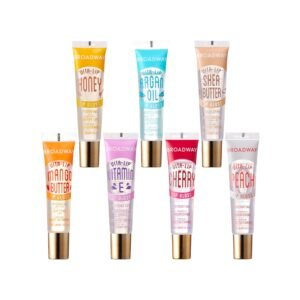 71hd0Isn01L._SL1500_.jpg Ruby Kisses Broadway Vita-Lip Clear Lip Gloss (7 Pack) Ultra-Hydrating & Soothing Formula with Vitamins, High-Shine Non-Sticky Finish Lip Balm with Honey, Argan Oil, Shea, Mango Butter, Cherry, Peach