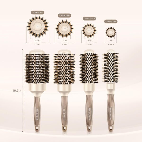 71hdGKFV46L._SL1500_.jpg Round Barrel Anti-Static Hair Brush with Boar Bristles, Nano Thermal Ceramic Ionic Tech | For Extra Shine | Protect Hair, Enhance Texture, For Straightening & Drying (1 1/4 inch)