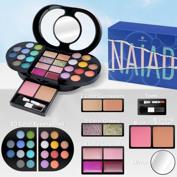Color Nymph Makeup Palette for Girls, Travel Make up Kit Real Makeup Pallet Mini Size Makeup kit All in One Beauty Set Washable Protable Compact for Travel Party Touch Up