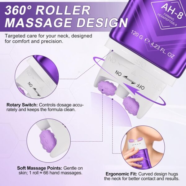 AH-8 Firming Neck Cream,Lifting Neck Firming Cream with Roller, Reduces Wrinkles Fine Lines And Double Chin, Moisturizes & Tightens Skin, Improves Elasticity, Anti-Aging