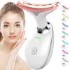 Red-Light-Therapy-for-Face-and-Neck, 7 Color Face Massager Tool for Wrinkles, Double Chin, Vibrating Facial Massager with Thermals for Skin Care, Glossy White