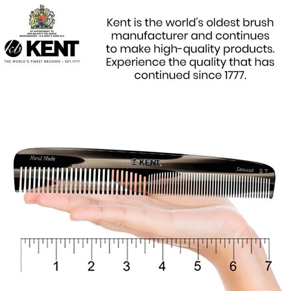 71hsqa1I83S._SL1500_.jpg Kent 9T Double Tooth Dressing Table Comb, Tortoise Fine and Wide Tooth Coarse/Fine Dresser Comb for Hair, Beard, Mustache Styling, Grooming - For Men, Women, and Kids, Made in England