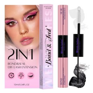 71hxSd2dhjL._SL1500_.jpg Lash Bond and Seal Waterproof Cluster Lash Glue for Eyelash Extensions Strong Hold 72 Hours High Adhesive Gentle Non-Irritating 2-in-1 Bond and Seal Use at Home by Wendy Lashes(Black,5ml+5ml)