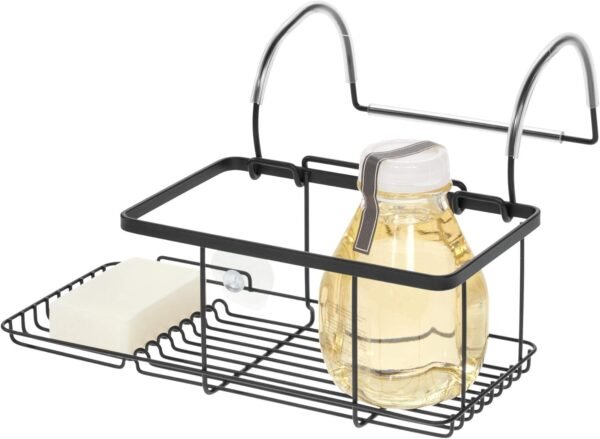iDesign Metal Over the Bath Caddy Basket, The Everett Collection – 12.08” x 10.2” x 6.64”, Matte Black