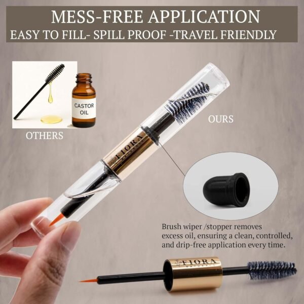 71i4IH8b3EL._SL1500_.jpg Organic Castor Oil for Eyelashes, Eyebrows, Hair & Face – Cold Pressed Hexane Free 100% Pure Aceite De Ricino Organico, Lash & Brow Serum with Refillable Mascara Tube (unfilled), 1oz Glass Bottle
