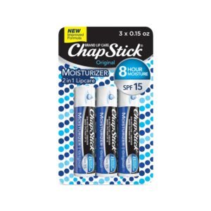 71i97HZ24IL._SL1500_.jpg ChapStick Moisturizer Original Lip Balm Tubes, SPF 15 and Skin Protectant - 0.15 Oz, 3 Count (Pack of 1)