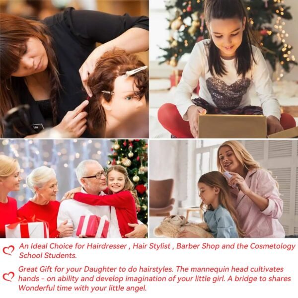 Mannequin Head Human Hair, 80% Real Hair 26-28" Cosmetology Mannequin Head Hair Styling Hairdressing Practice Training Doll Heads with Clamp Holder and Tools (#27 Light Brown)