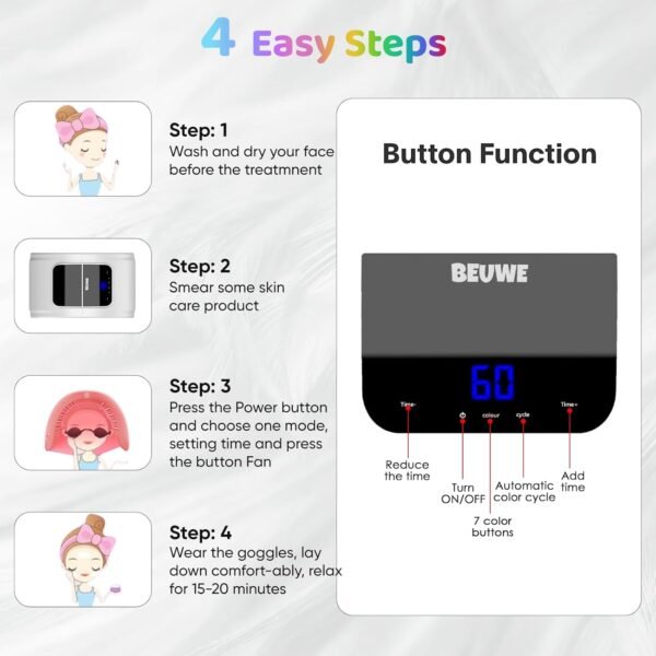 Red-Light-Therapy-for-Face，Led Face Mask Light Therapy Red & Blue Rejuvenation Tool SPA Equipment Led Neck Body Hand Mask for Skincare at Home