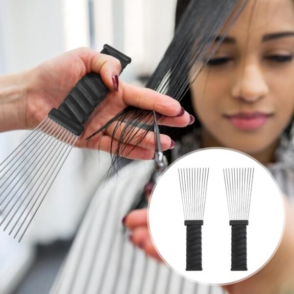 71icV06ymnL._SL1500_.jpg Braided Wigs Metal Hair Pick Barber Comb: 2pcs Steel Wide Tooth Afro Pick Flat Comb Wig Braid Detangle Comb Hair Styling Tool for Man Women Curly Hair Hair Styling Accessories