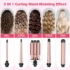 71in7l9BnL._AC_SL1500_.jpg Curling Wand Set, Curling Iron Interchangeable 3 Barrel Wand Curler with Ceramic Tourmaline Professional 5 in 1 Wand Curling Iron,for Women with Curler and Waver