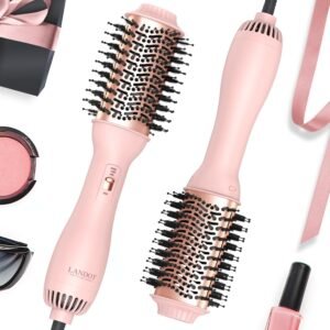 71iqAbVNuL._AC_SL1500_.jpg LANDOT Hair Blow Dryer Brush: One-Step Hot Air Brush with 60mm Oval Barrel - 4 in 1 HairDryer Styler and Volumizer for Drying Straightening Curling Volumizing Hair Fight Frizz and Add Volume