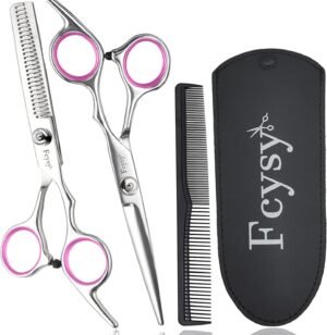 71irRsR6xHL._AC_SL1500_.jpg Hair Scissors Blending Shears Set, Fcysy Barber Shears Thinning Shears Kit, Hair Cut Set Professional Salon Haircutting Tools Hairdresser Scissors of Hairdressing Accessories