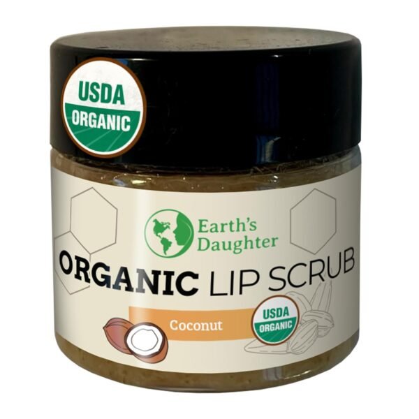 71iws1yw9sL._SL1500_.jpg Earth's Daughter Organic Coconut Lip Scrub 0.7 oz - USDA Organic, Fair Trade, Sugar, Jojoba Oil, Beeswax, Coconut Oil, Calendula Extract