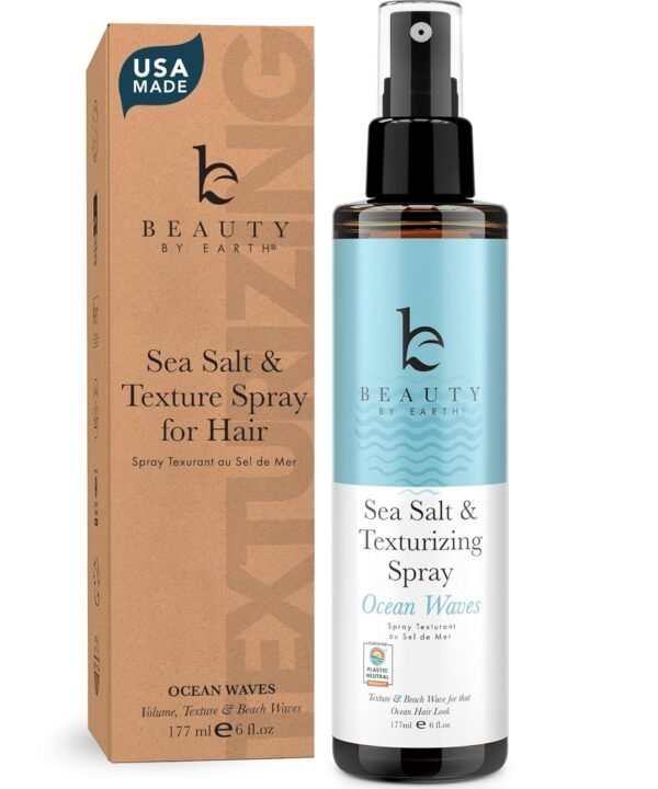 Beauty by Earth Sea Salt Spray for Textured Beach Waves & Volume - USA Made with Organic Ingredients, Texturing & Volumizing Spray for Fine Hair for Men & Women