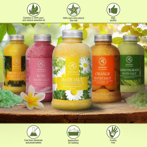 Bath Sea Salt Chamomile 21.16 Oz (600g) - Bath Salts with Natural Chamomile Extract for Bath Soak - Relaxing Bath - Body Care - Muscle Relaxation - Aromatherapy Bath Salts - Herb Bath Salt