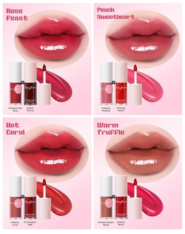 71jI6X0Uv3L._SL1500_.jpg Tinted Lip Oil & Lip Stain Set, Korean Makeup, Smudge-Proof,Long-Wearing, 2-in-1 Cheek and Lip Tint with Moisturizing, High-Shine, Lightweight & Non-Sticky for Dry Lips, Cruelty-Free & Vegan