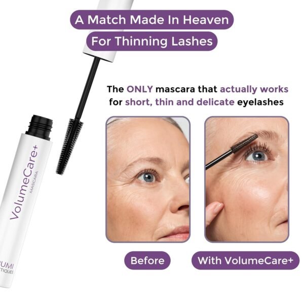 71jRzZ9V2L._SL1500_.jpg VolumeCare+ Mascara For Older Women - Extreme Length and Volume 2-in-1 Formula - No Clumps, Long-Wearing, Hypoallergenic Mascara For Sensitive Eyes (Dark Brown)