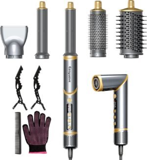 71jUSnt35ML._AC_SL1500_.jpg Easywave Air Wrap Hair Styler: Flexible 5 in 1 Styling & Drying System, Professional Hot Air Brush Set for Fast Drying, Curling, Volumizing, Smoothing & Styling, Oval Brush, Concentrator
